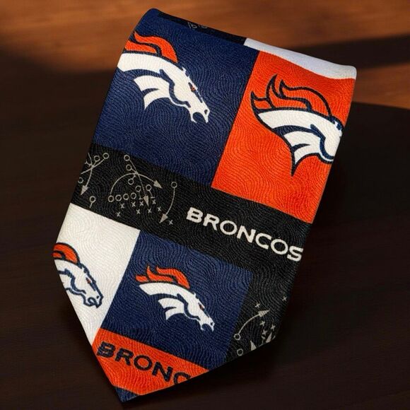 Vintage NFL Ralph Marlin Block & Play Denver Broncos Neck Tie - Picture 4 of 4